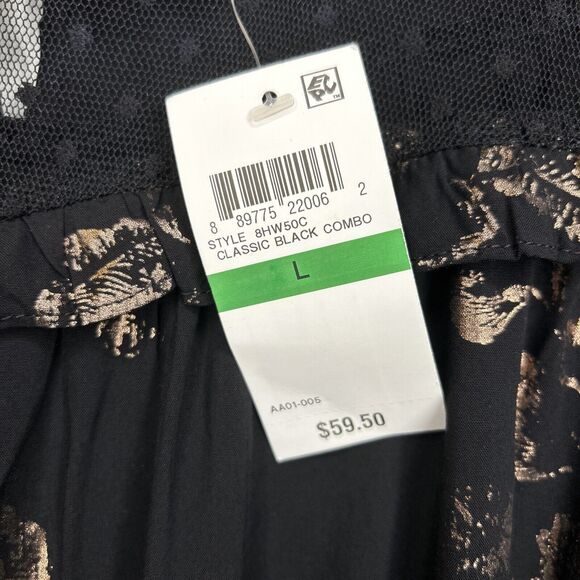 American Rag Cie Dress Junior size Large defined stretch waist black gold New - Picture 4 of 16